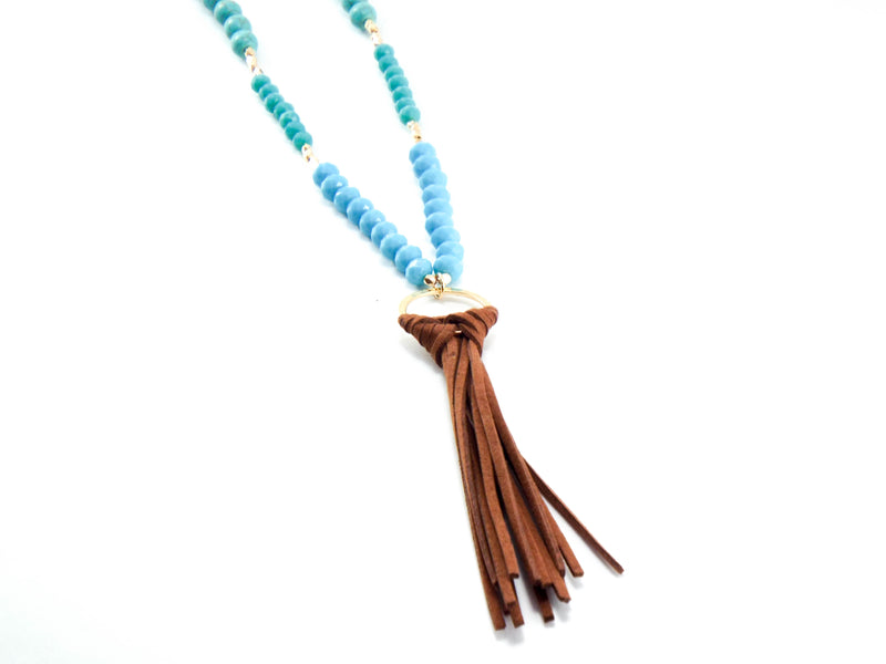 Beaded & Wrapped Tassel Necklace