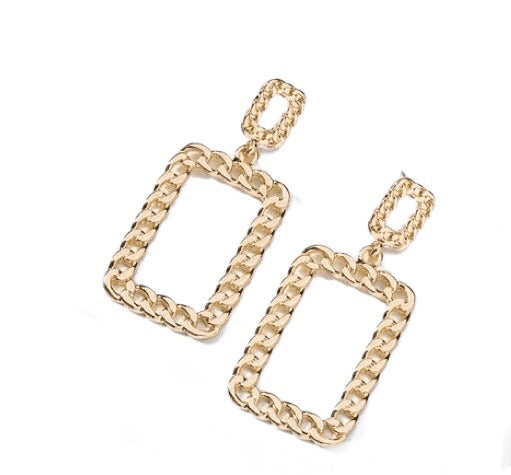 D Square Link Earrings